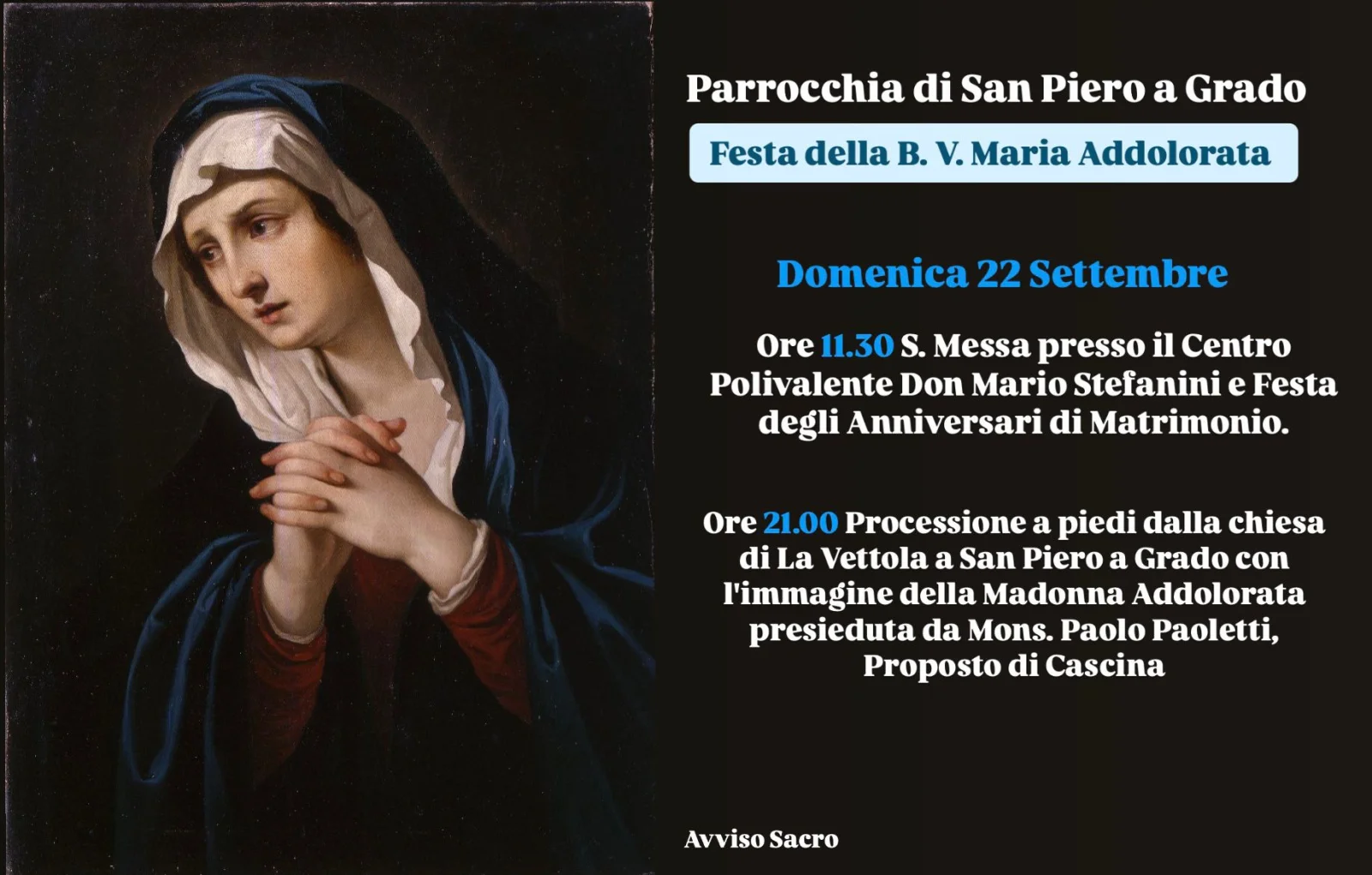 Locandina: Programma Festa della B.V. Maria Addolorata