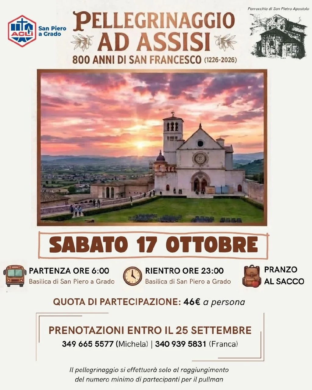 Locandina: Sulle strade di Francesco: da San Piero a Grado ad Assisi