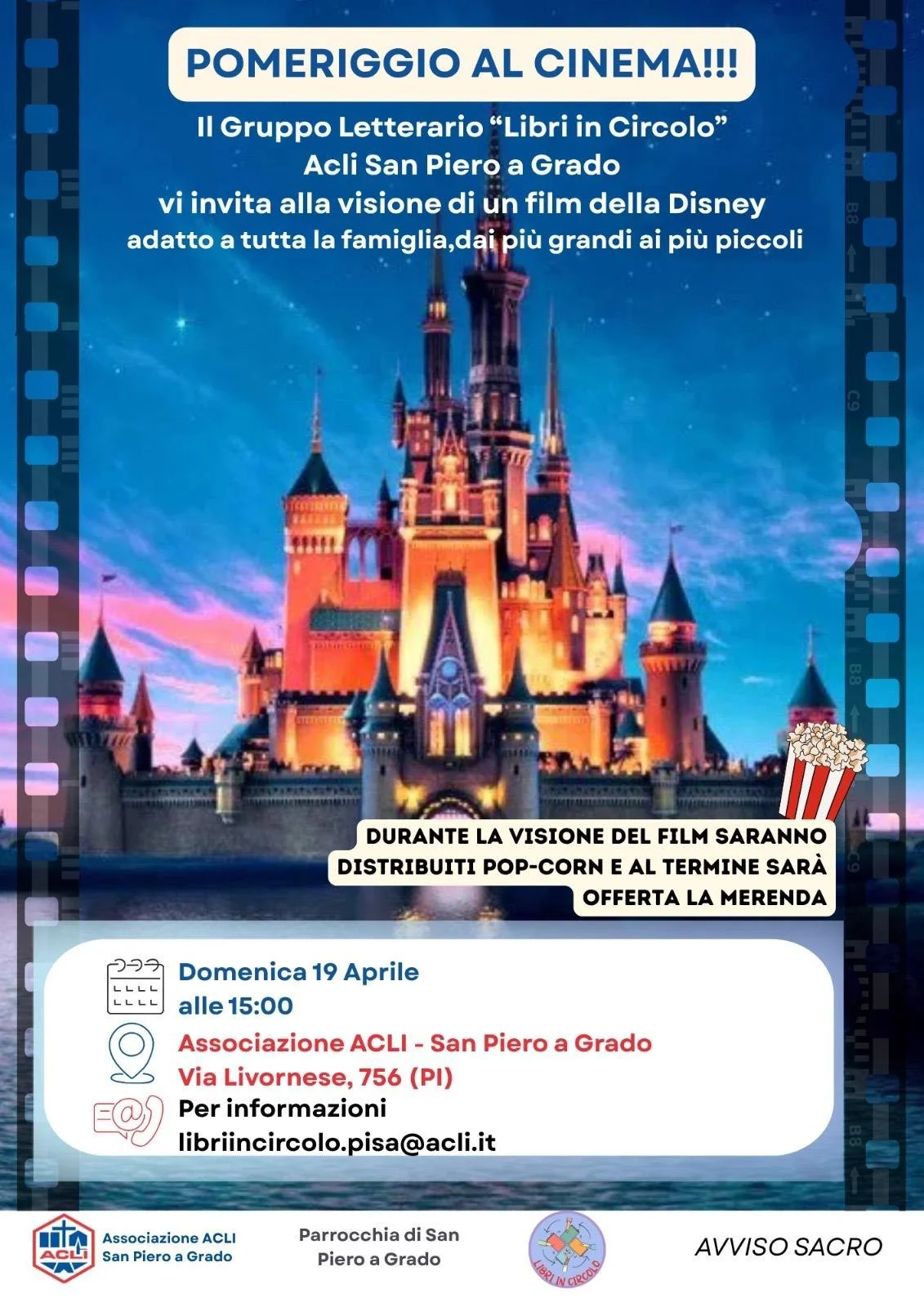 Locandina: Una domenica di famiglia: cinema, pop-corn e merenda a San Piero a Grado