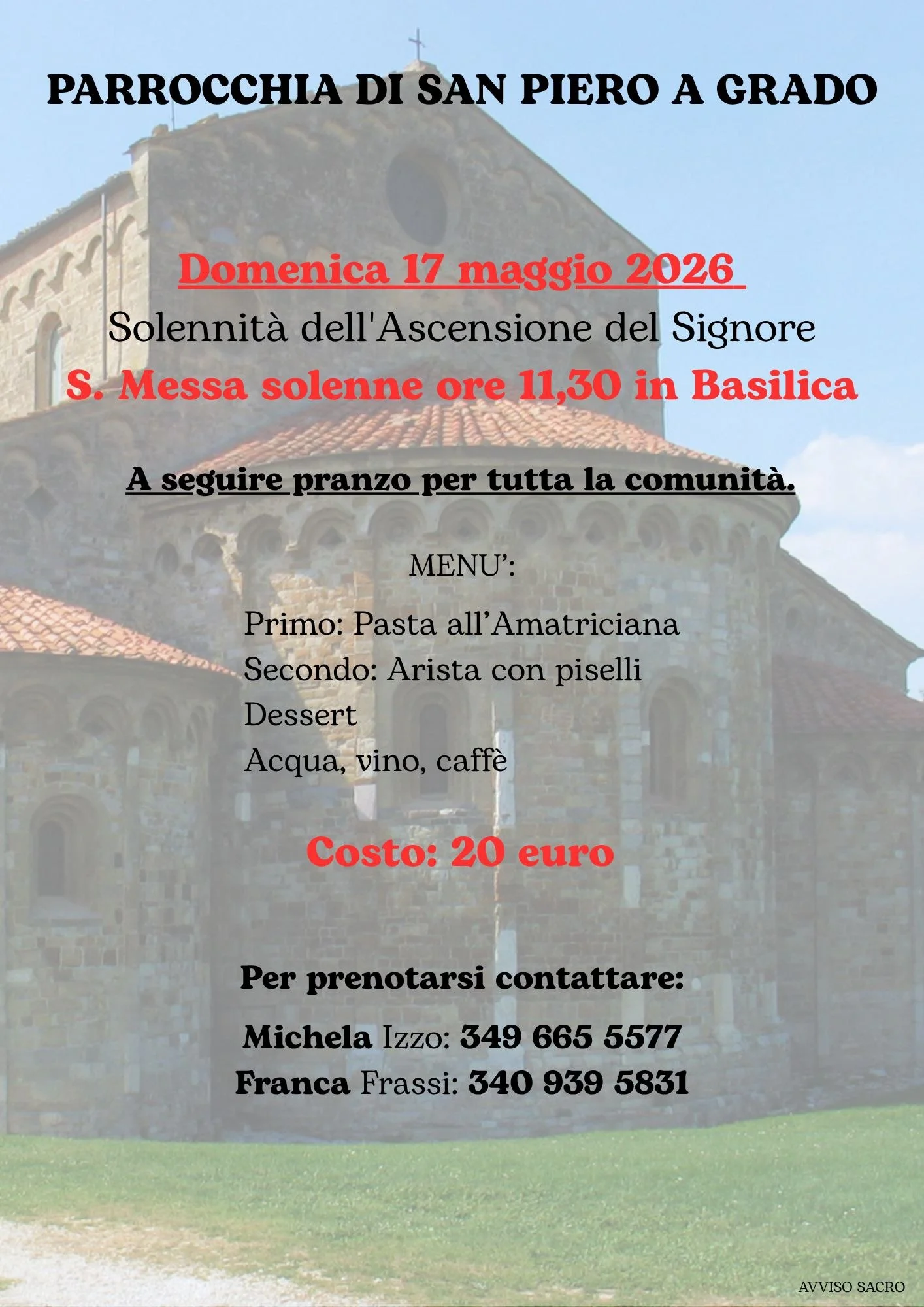 Locandina: Ascensione: celebriamo insieme e facciamo festa a tavola