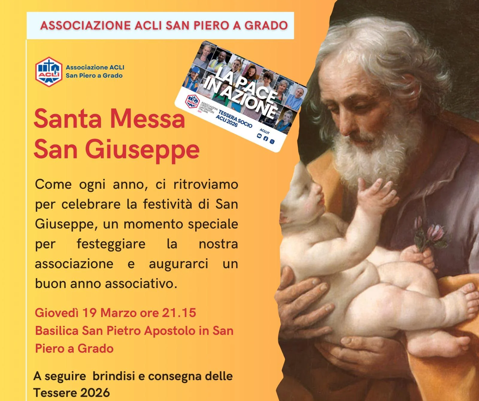 Locandina: San Giuseppe: Santa Messa e Tessere ACLI 2026