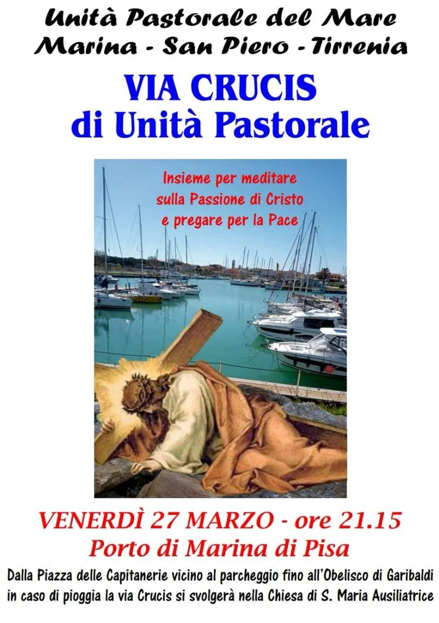 Locandina: Un passo alla volta verso la Croce: Via Crucis dell’Unità Pastorale del Mare