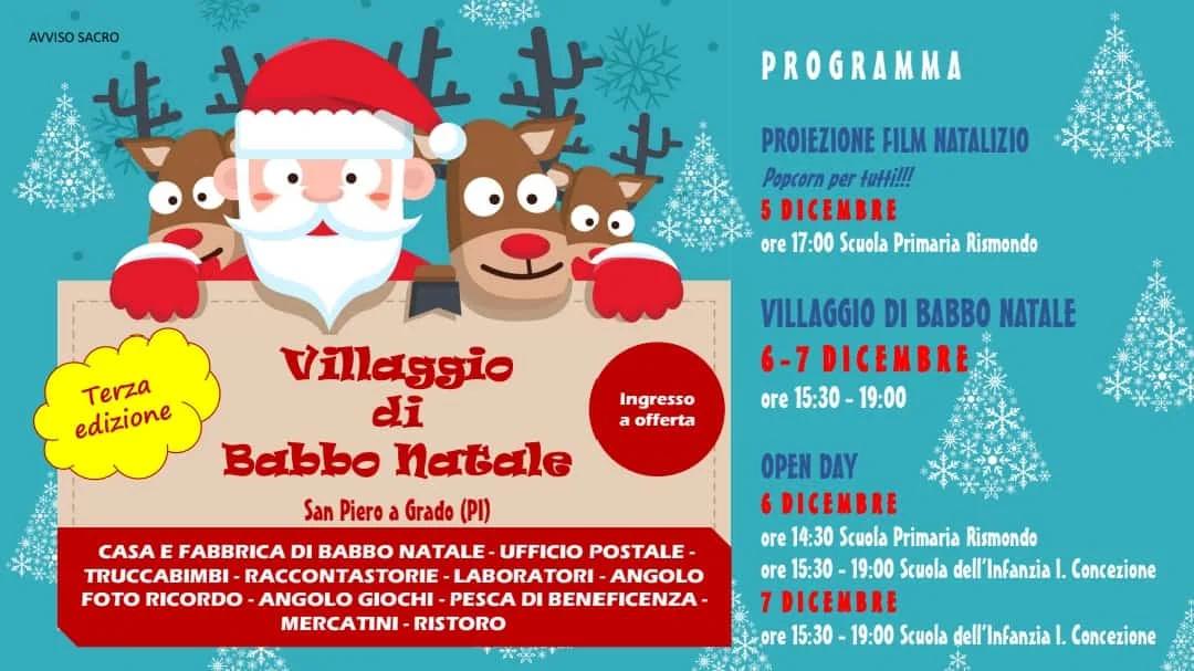 Locandina: Terza edizione del Villaggio di Babbo Natale a San Piero a Grado
